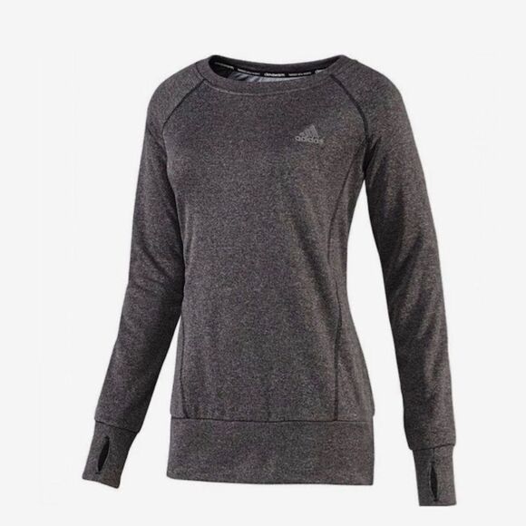 Adidas Climawarm Crew Neck Ultimate Fleece Sweatshirt Top Thumbholes Small EUC - Picture 1 of 12